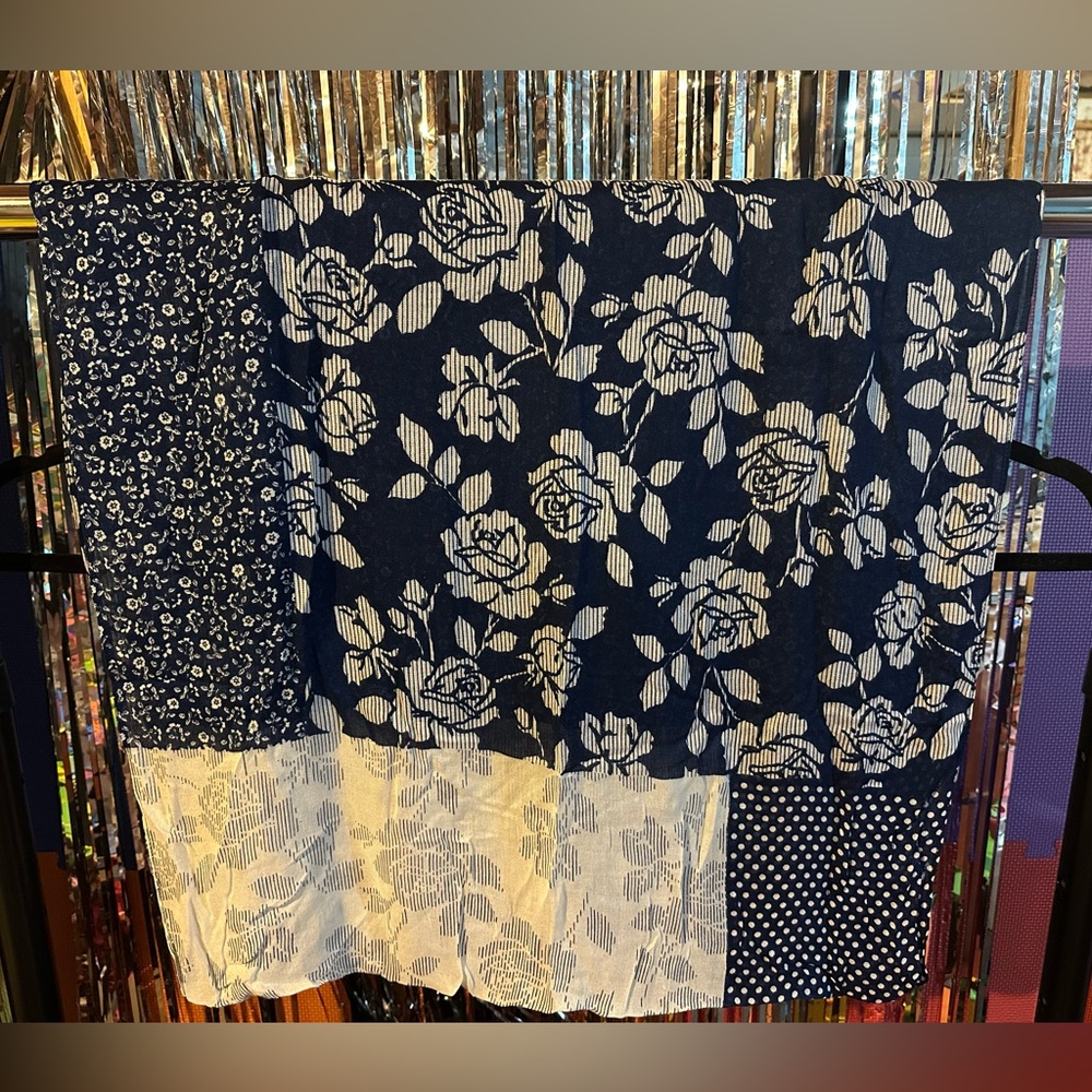 Kate Spade Blue and White Patterned Scarf